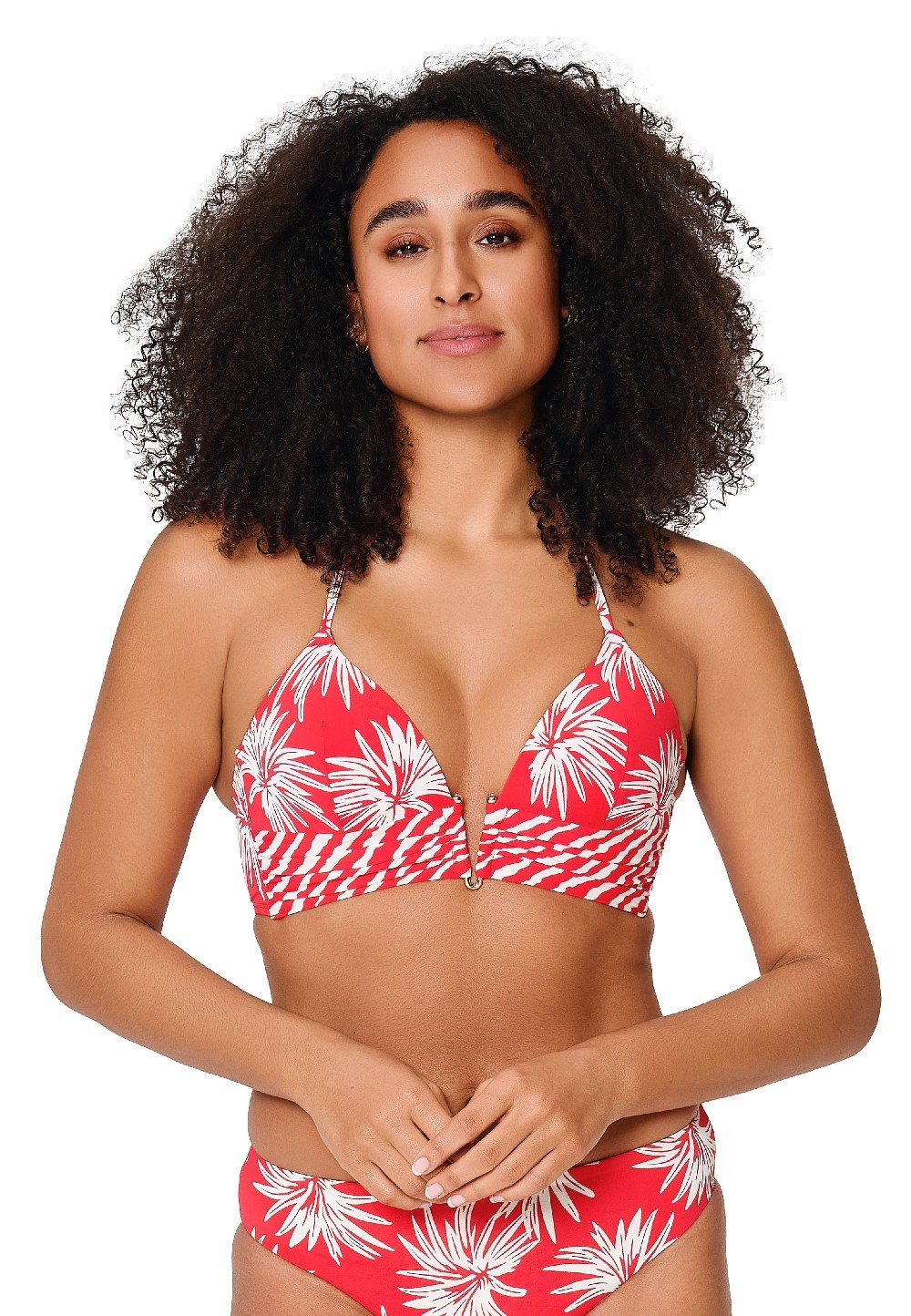 Padded triangle Bikini top — Leaf stripe