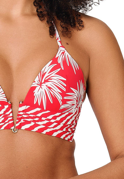Padded triangle Bikini top — Leaf stripe