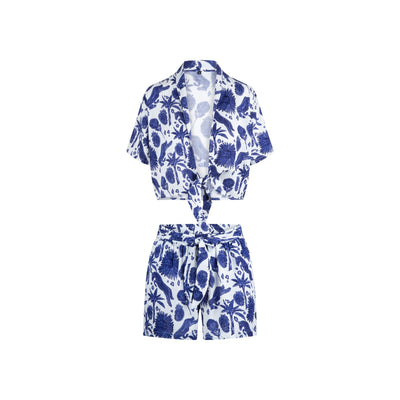 Beach set — Blue white print