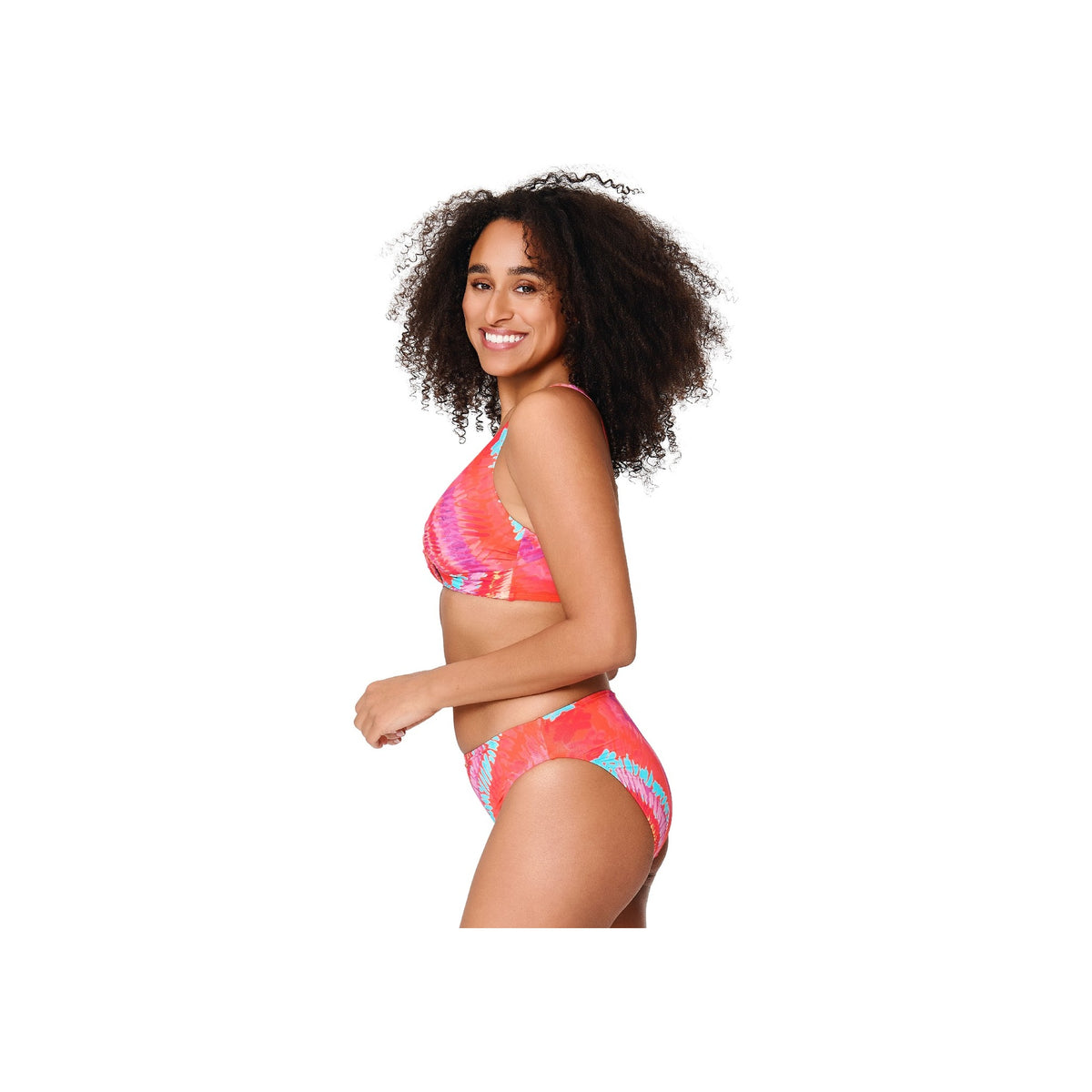 High leg bikini brief — Sea coral