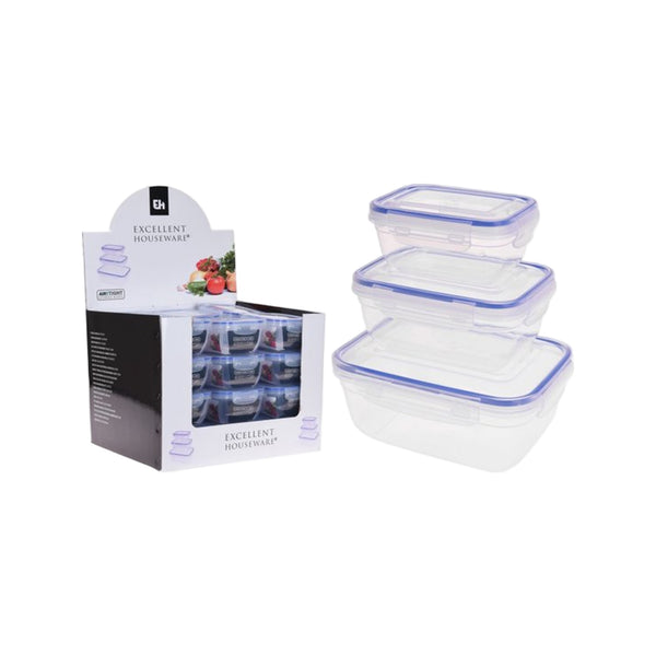 VOORRAADDOZENSET 3DLG MET DEKSEL 400ML/13.53OZ 800ML/27.05OZ 1400ML/47.35OZ 24 SET IN DISPLAY