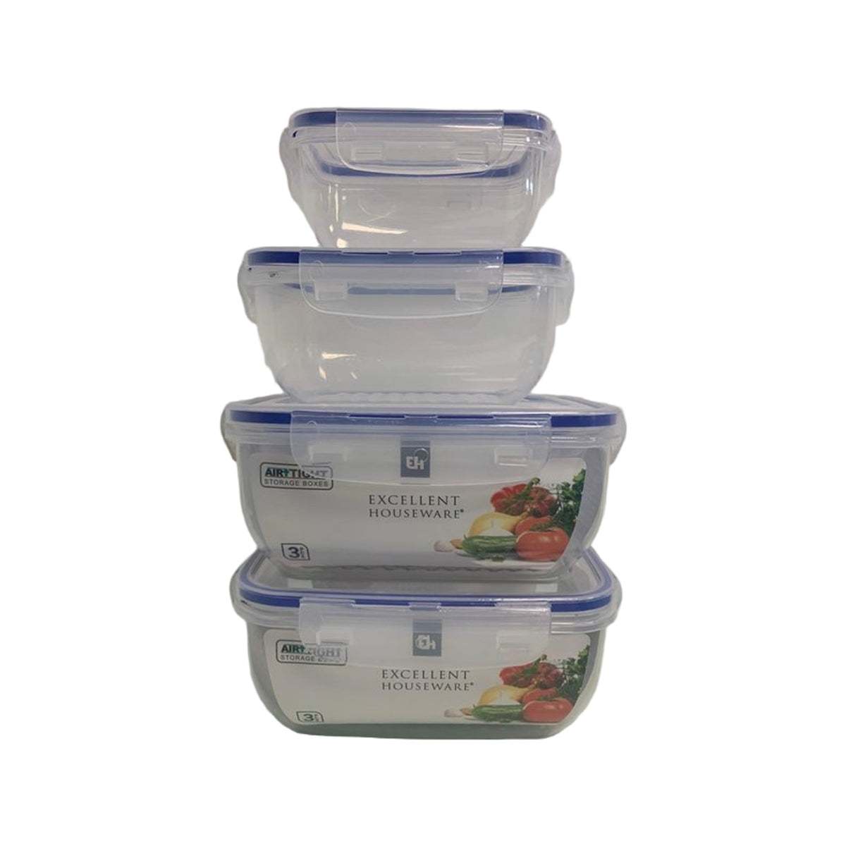 VOORRAADDOZENSET 3DLG MET DEKSEL 400ML/13.53OZ 800ML/27.05OZ 1400ML/47.35OZ 24 SET IN DISPLAY