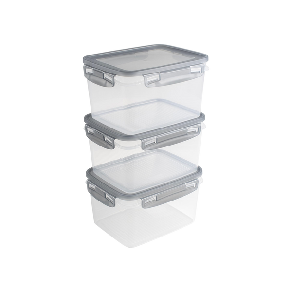 Sunware Club Cuisine diepvriesdozenset met clips set van 3 1,5L transparant grijs