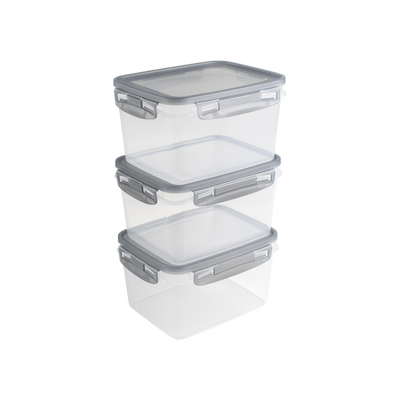 Sunware Club Cuisine diepvriesdozenset met clips set van 3 1,5L transparant grijs