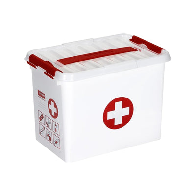 Sunware Q-line EHBO doos met inzet 9L wit rood
