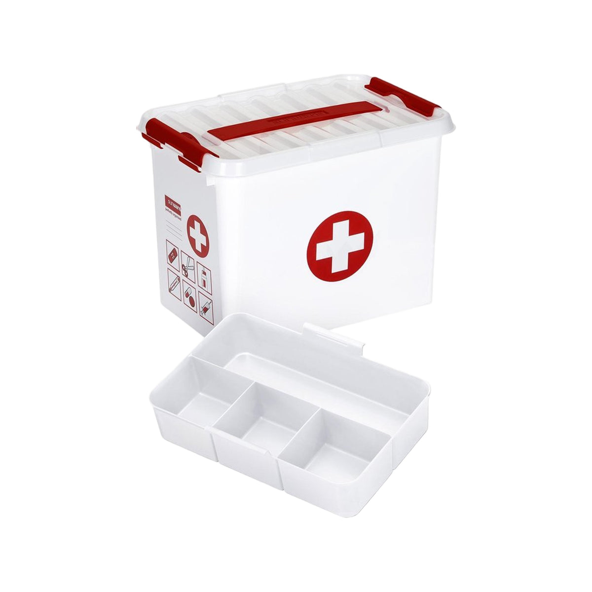 Sunware Q-line EHBO doos met inzet 9L wit rood
