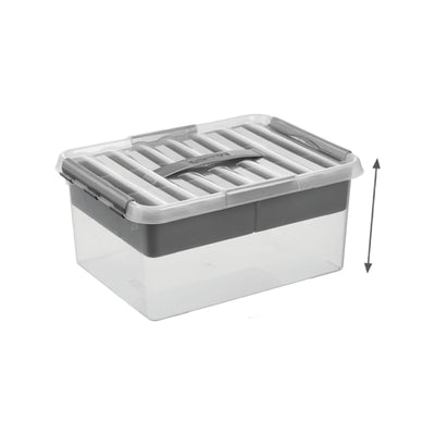 Sunware Q-line opbergbox met inzet 15L transparant metaal