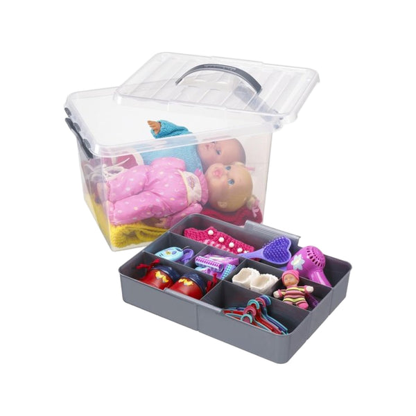 Sunware Q-line opbergbox met inzet 15L transparant metaal