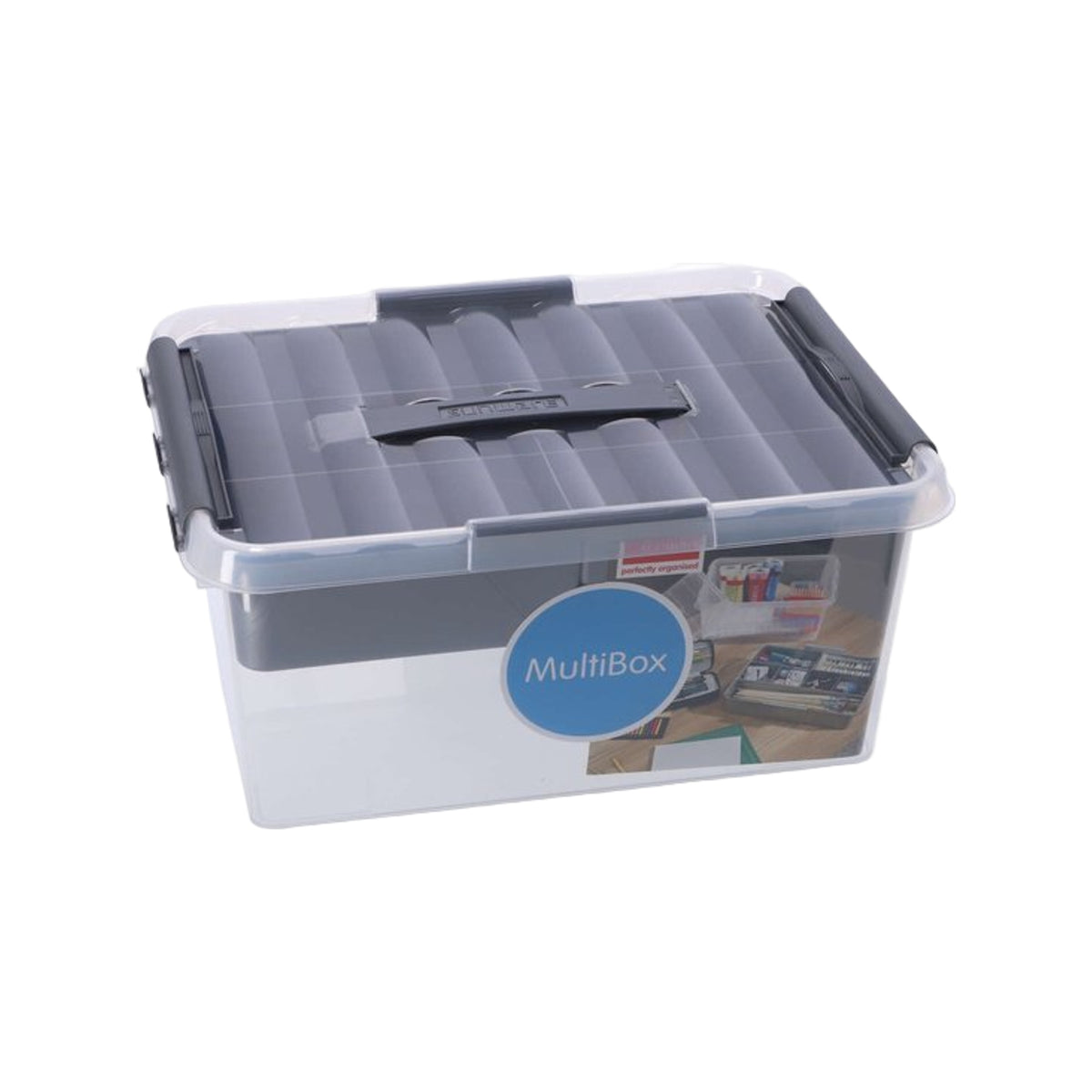 Sunware Q-line opbergbox met inzet 15L transparant metaal