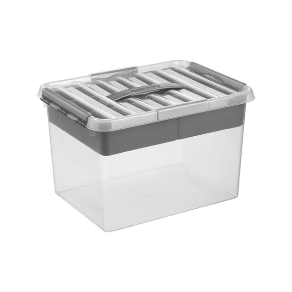 Sunware Q-line opbergbox met inzet 22L transparant metaal