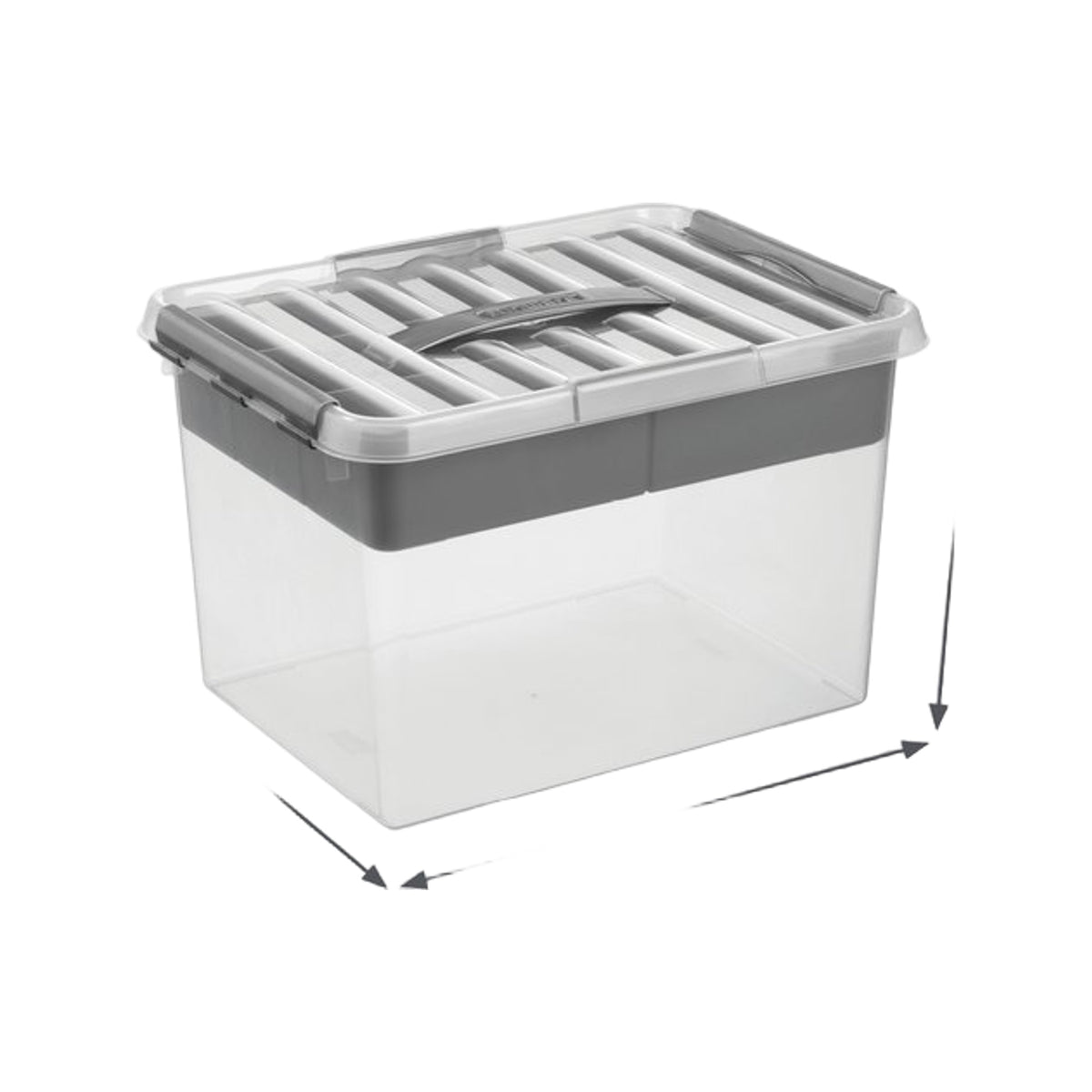 Sunware Q-line opbergbox met inzet 22L transparant metaal