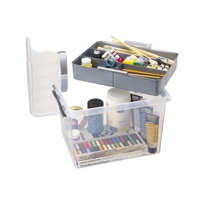 Sunware Q-line opbergbox met inzet 22L transparant metaal