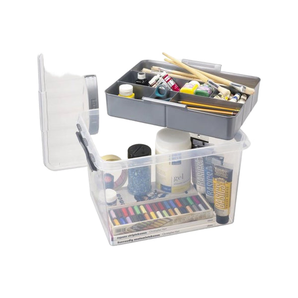 Sunware Q-line opbergbox met inzet 22L transparant metaal