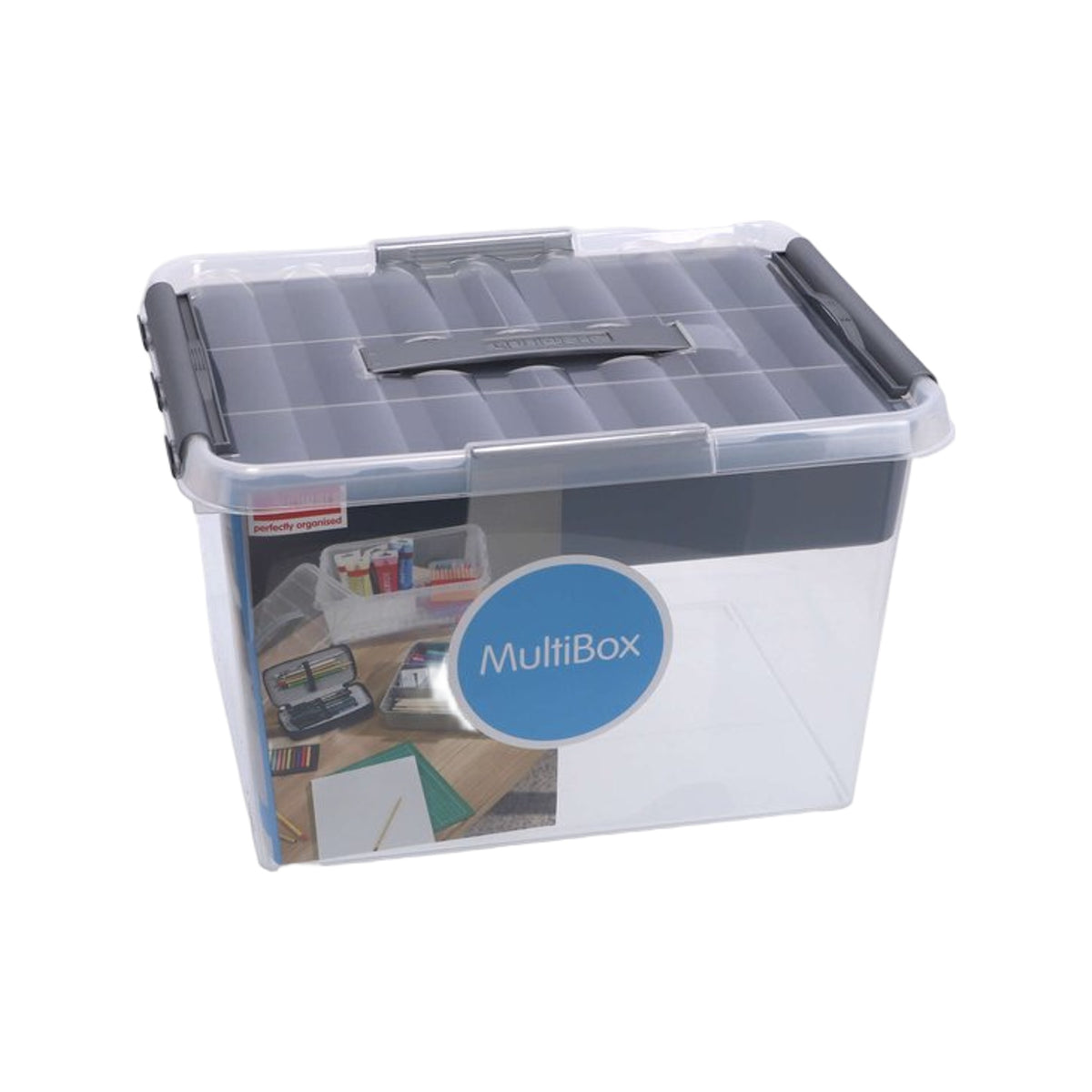 Sunware Q-line opbergbox met inzet 22L transparant metaal