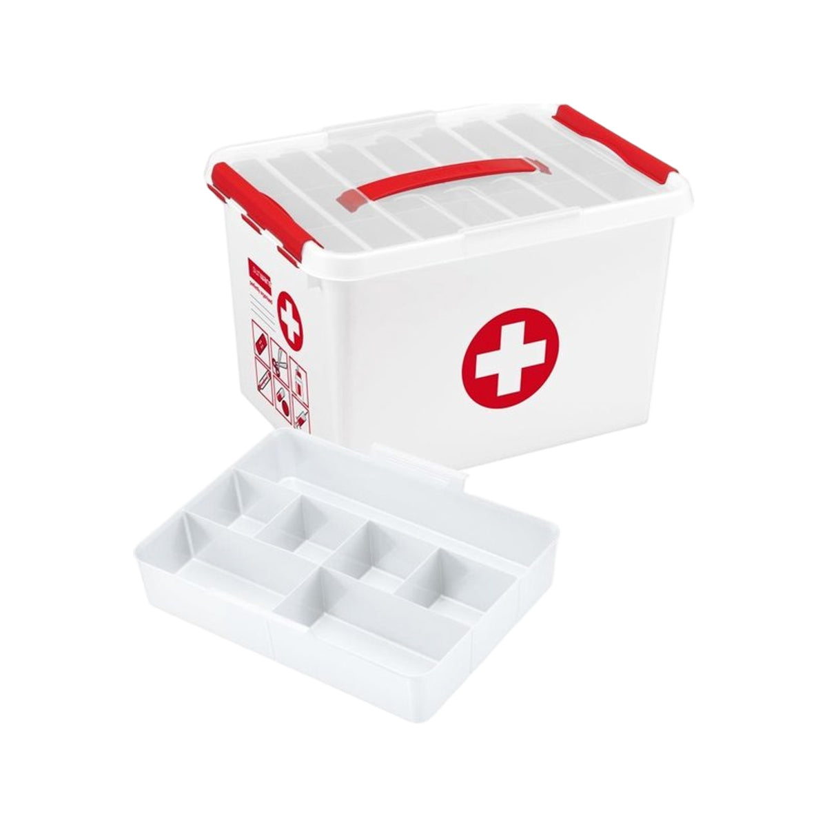 Sunware Q-line EHBO doos met inzet 22L wit rood