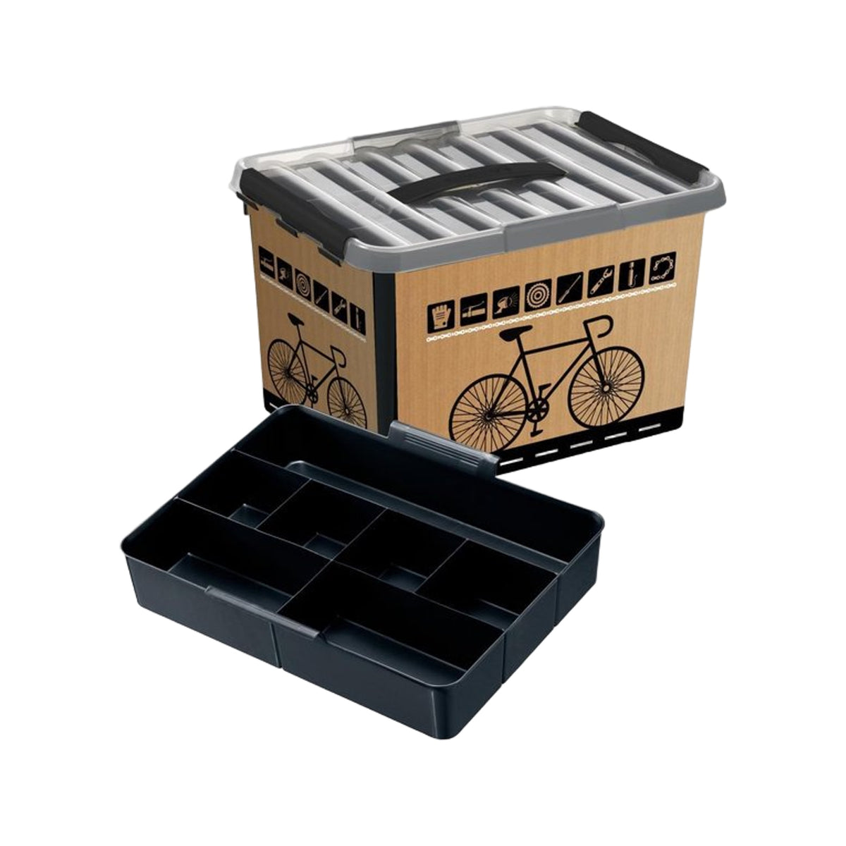 Q-line fietsbox met inzet 22L zwart400 x 300 x 260 mm