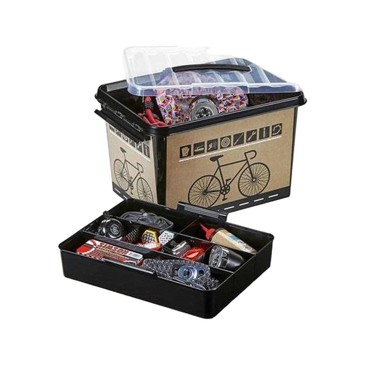 Q-line fietsbox met inzet 22L zwart400 x 300 x 260 mm
