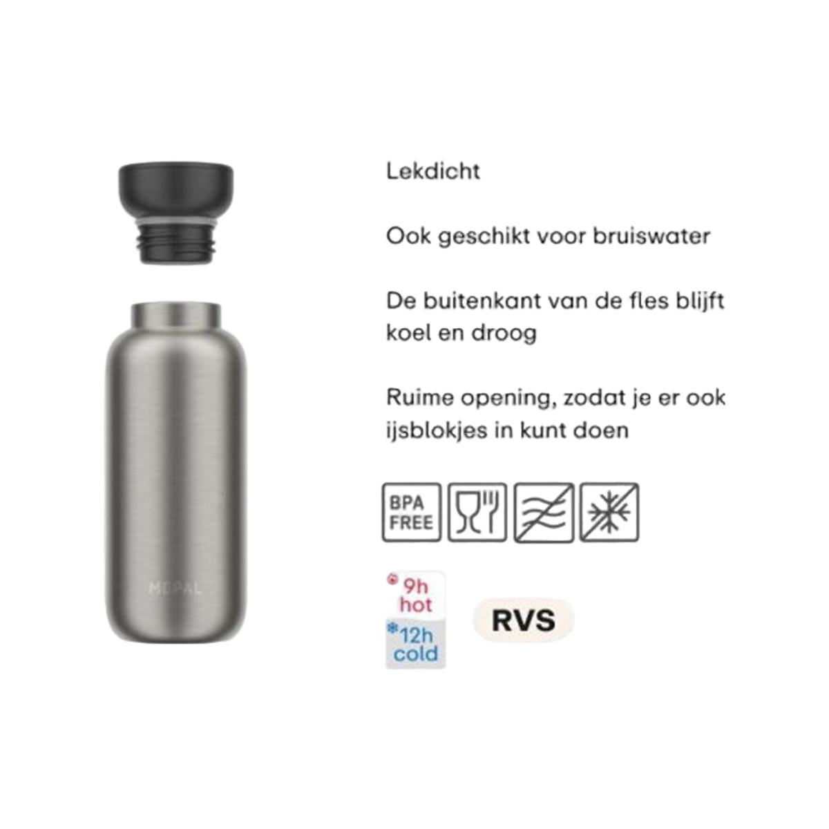 Mepal isoleerfles ellipse 350 ml - natural brushed