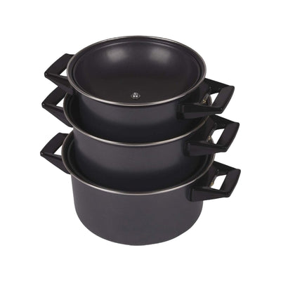 Bo-Camp Pannenset Rondo carbonstaal 3dlg
