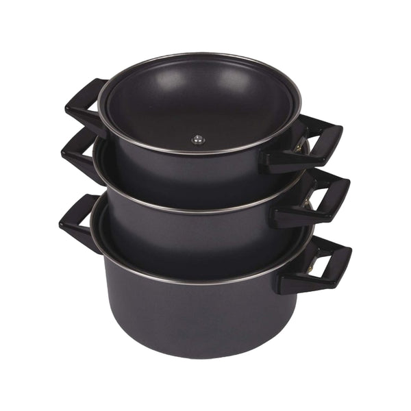 Bo-Camp Pannenset Rondo carbonstaal 3dlg