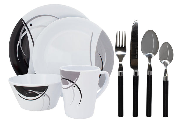 Napoli servies 8 delig — black/ charcoal