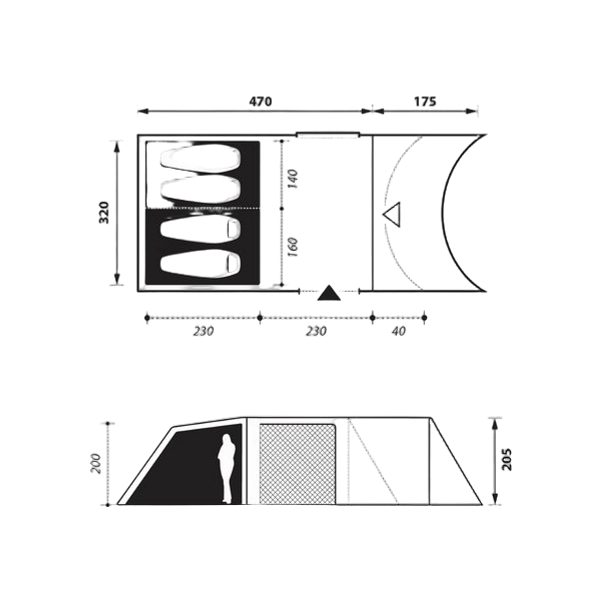 Nomad Dogon 320 LW 4-Persoons Tunneltent met Luifel