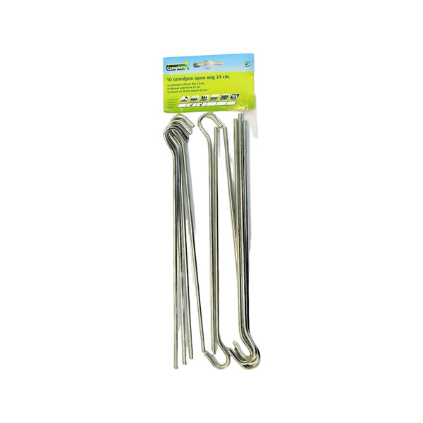 Campking zak 10 grondpen open oog 24 cm