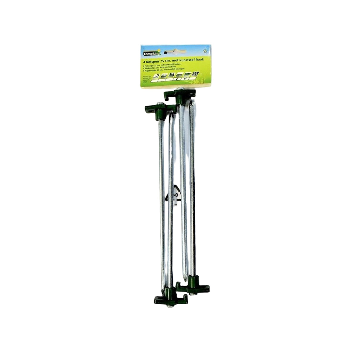 Campking zak 4 rotspen 25cm +kunstst.haak
