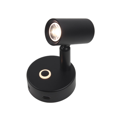 Haba Felino opbouwspot met USB-C touch dim schak. zwart