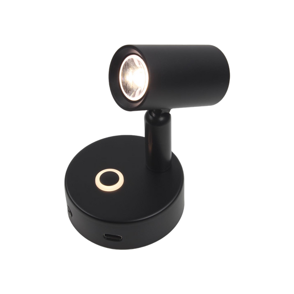Haba Felino opbouwspot met USB-C touch dim schak. zwart