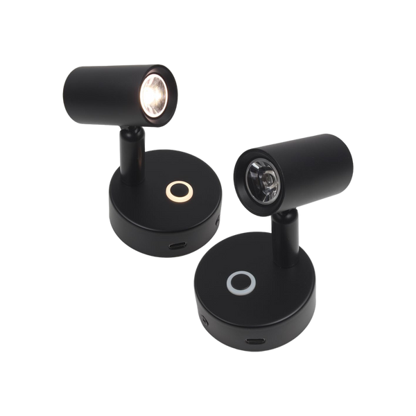 Haba Felino opbouwspot met USB-C touch dim schak. zwart