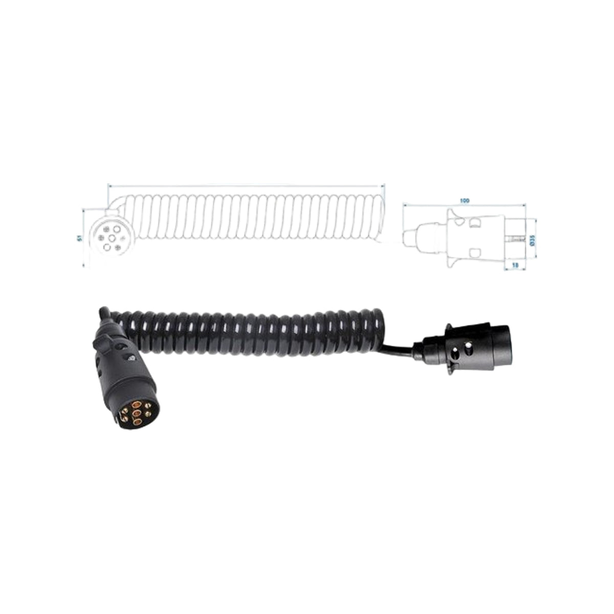 Pro Plus Spiraalkabel 3M Met 2X Stekker 7-Polig Pvc In Blister