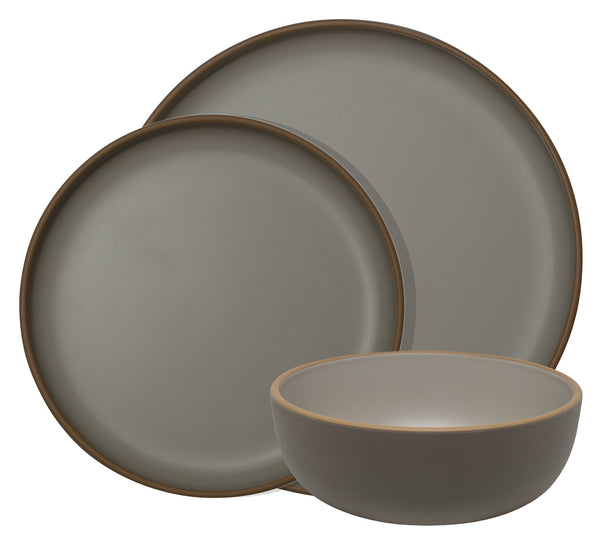 Trento servies 12 delig — light grey/ taupe