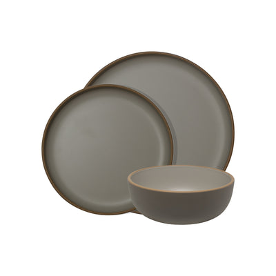 Trento servies 12 delig — light grey/ taupe