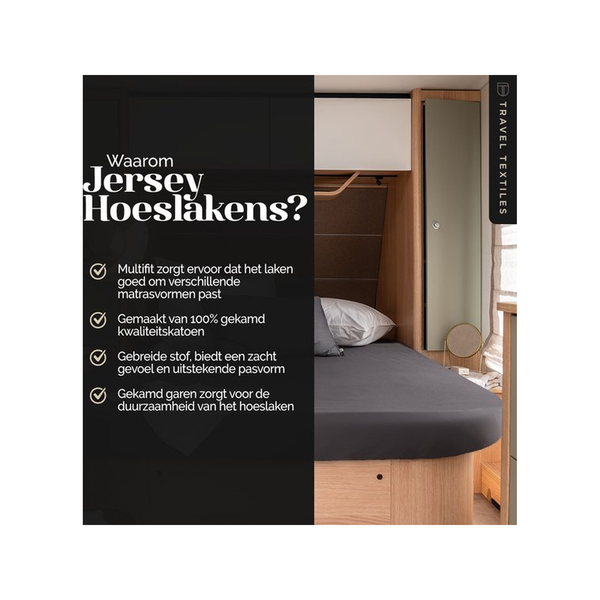Walra Hoeslaken Jersey Stretch Queens bed antraciet