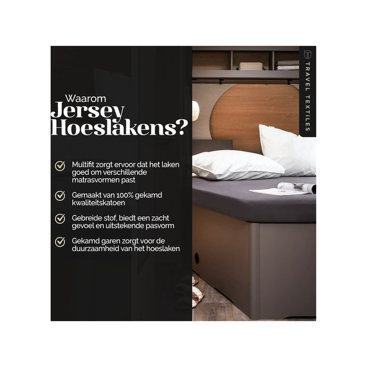 Walra Hoeslaken Jersey Stretch Frans bed L antraciet