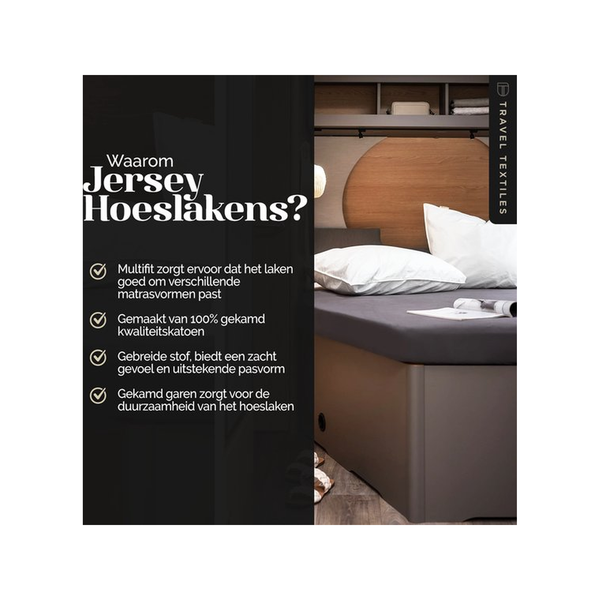 Walra Hoeslaken Jersey Stretch Frans bed L antraciet