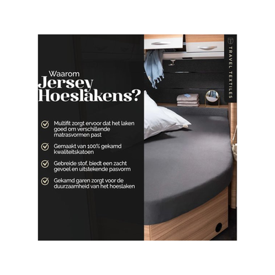 Walra Hoeslaken Jersey Stretch Frans bed R antraciet