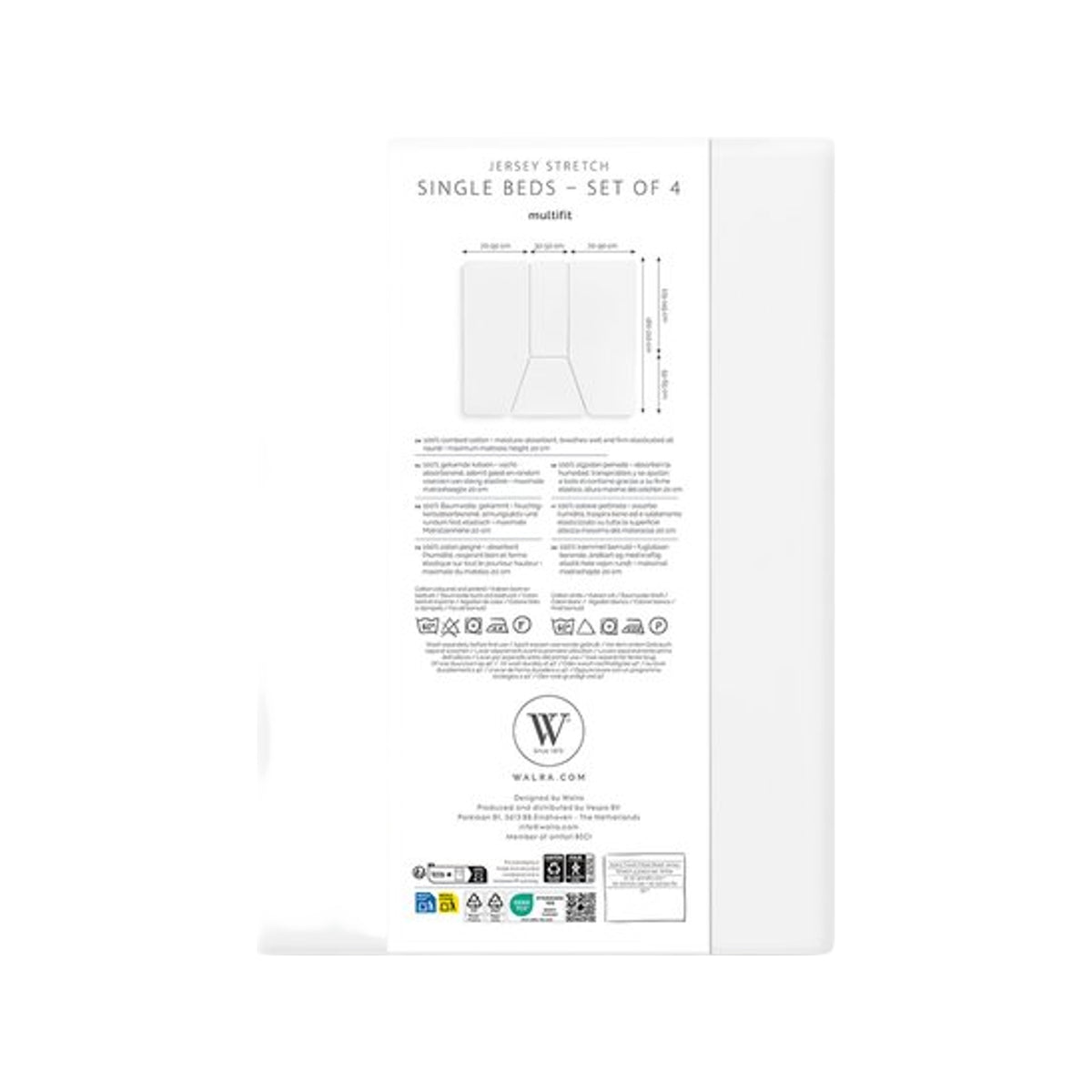Walra Hoeslaken Jersey Stretch 4-delige set wit