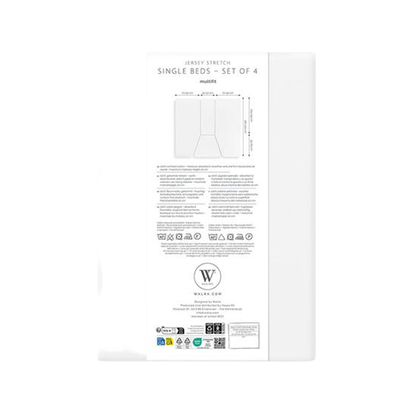 Walra Hoeslaken Jersey Stretch 4-delige set wit