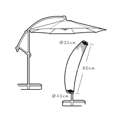 AFDEKHOES VOOR HANGPARASOL 220X45X25CM ZWART