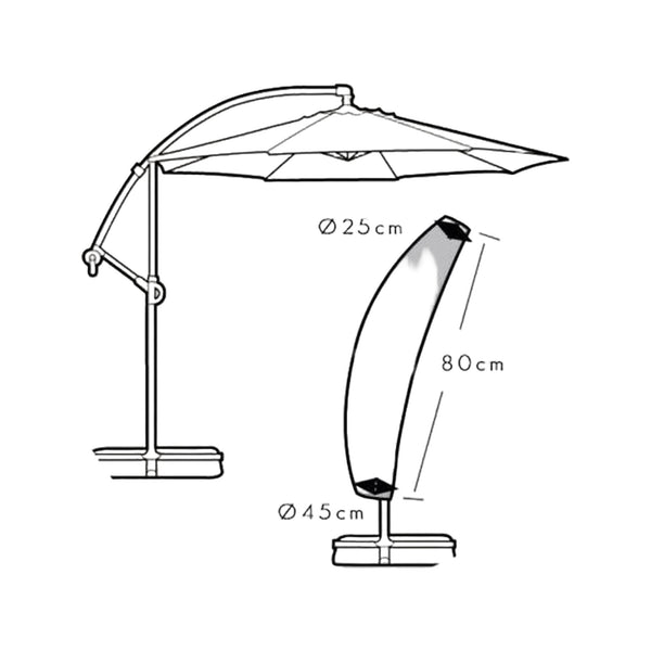 AFDEKHOES VOOR HANGPARASOL 220X45X25CM ZWART
