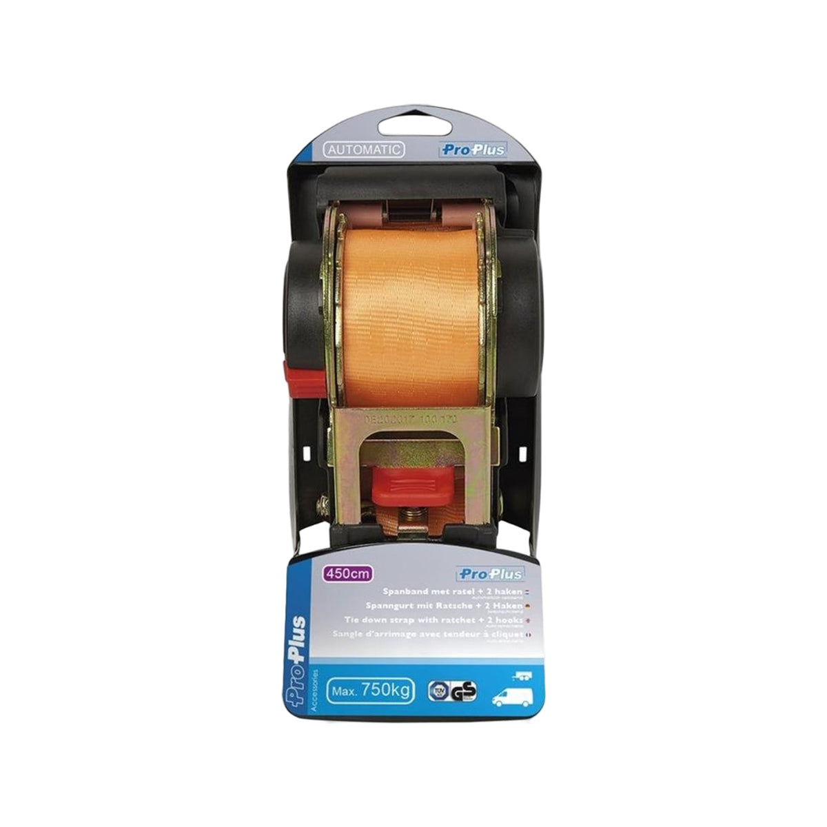 Pro Plus Spanband Met Ratel + 2 Haken 450Cm 750Kg
