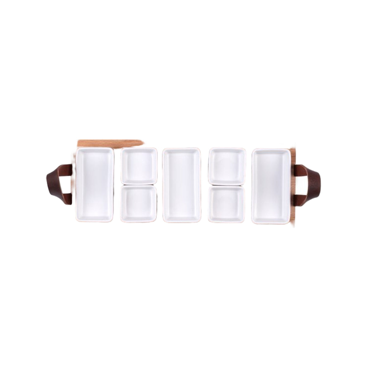 Bowls and Dishes Borreltray 49 cm 5-vaks met schaaltjes wit
