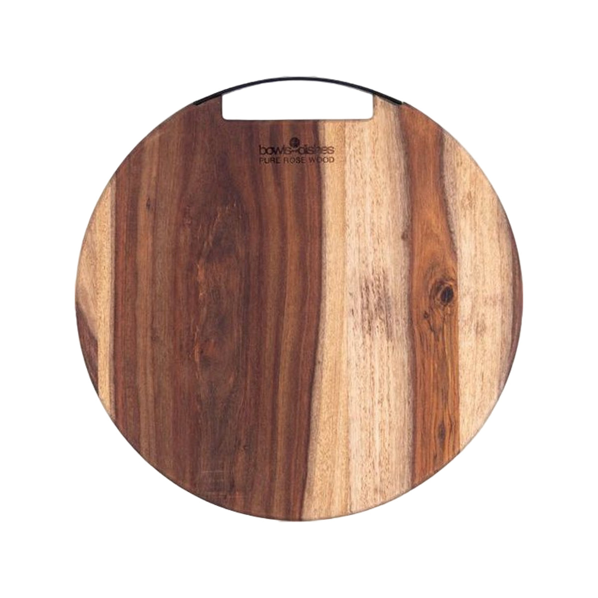 Bowls and Dishes Pure Rose Wood Runde Servierplatte mit Metallgriff Ø 30 cm