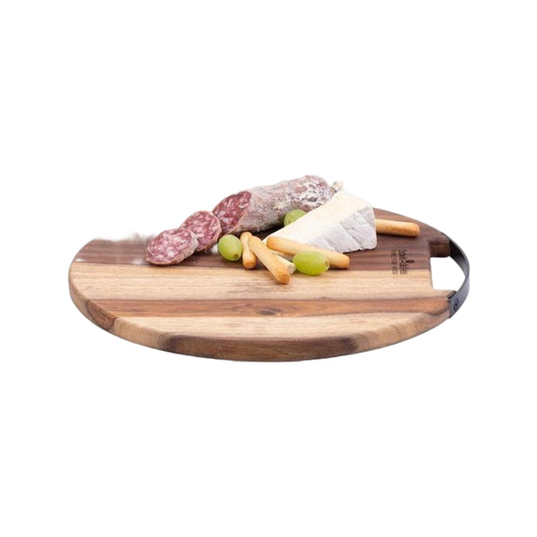 Bowls and Dishes Pure Rose Wood Runde Servierplatte mit Metallgriff Ø 30 cm