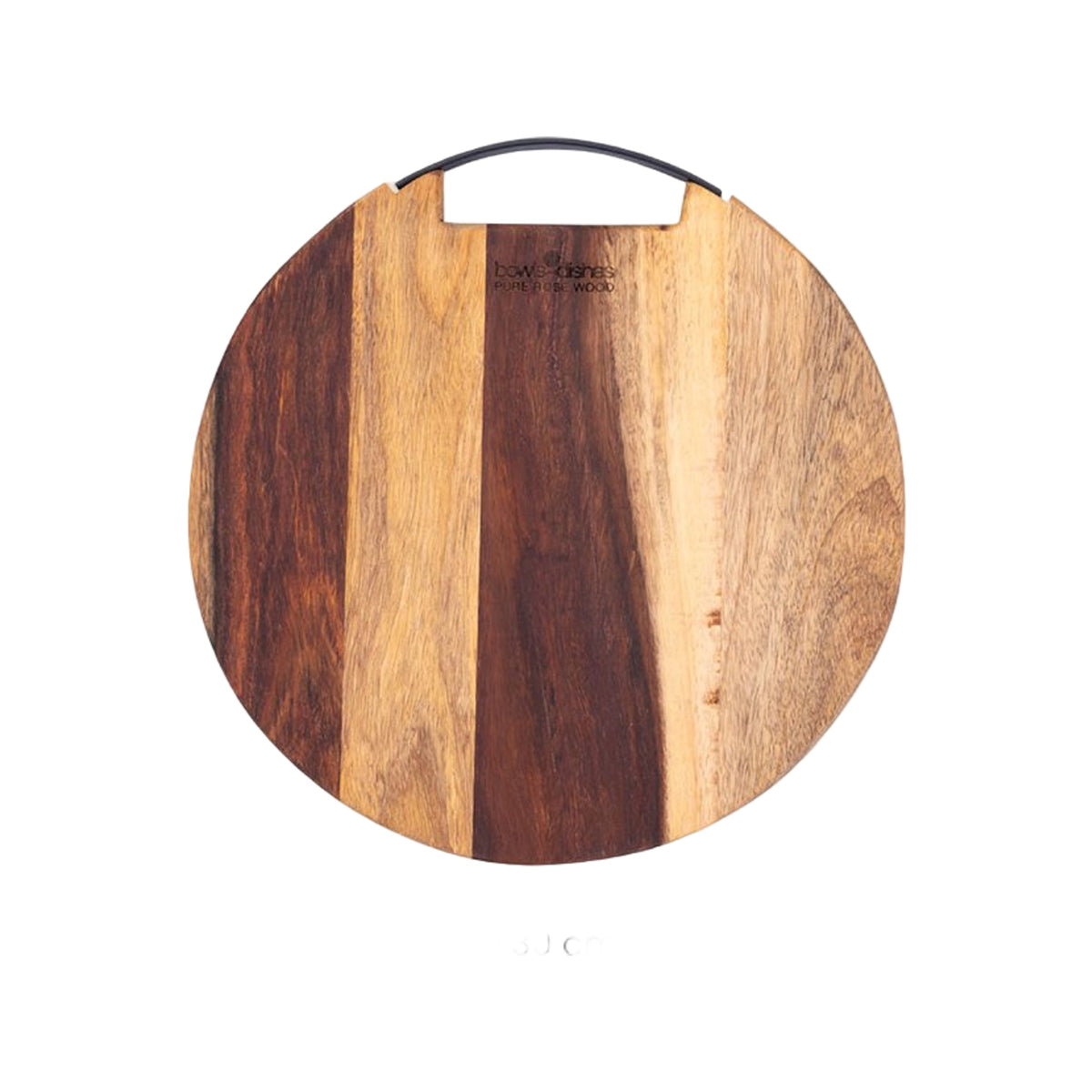 Bowls and Dishes Pure Rose Wood Runde Servierplatte mit Metallgriff Ø 30 cm