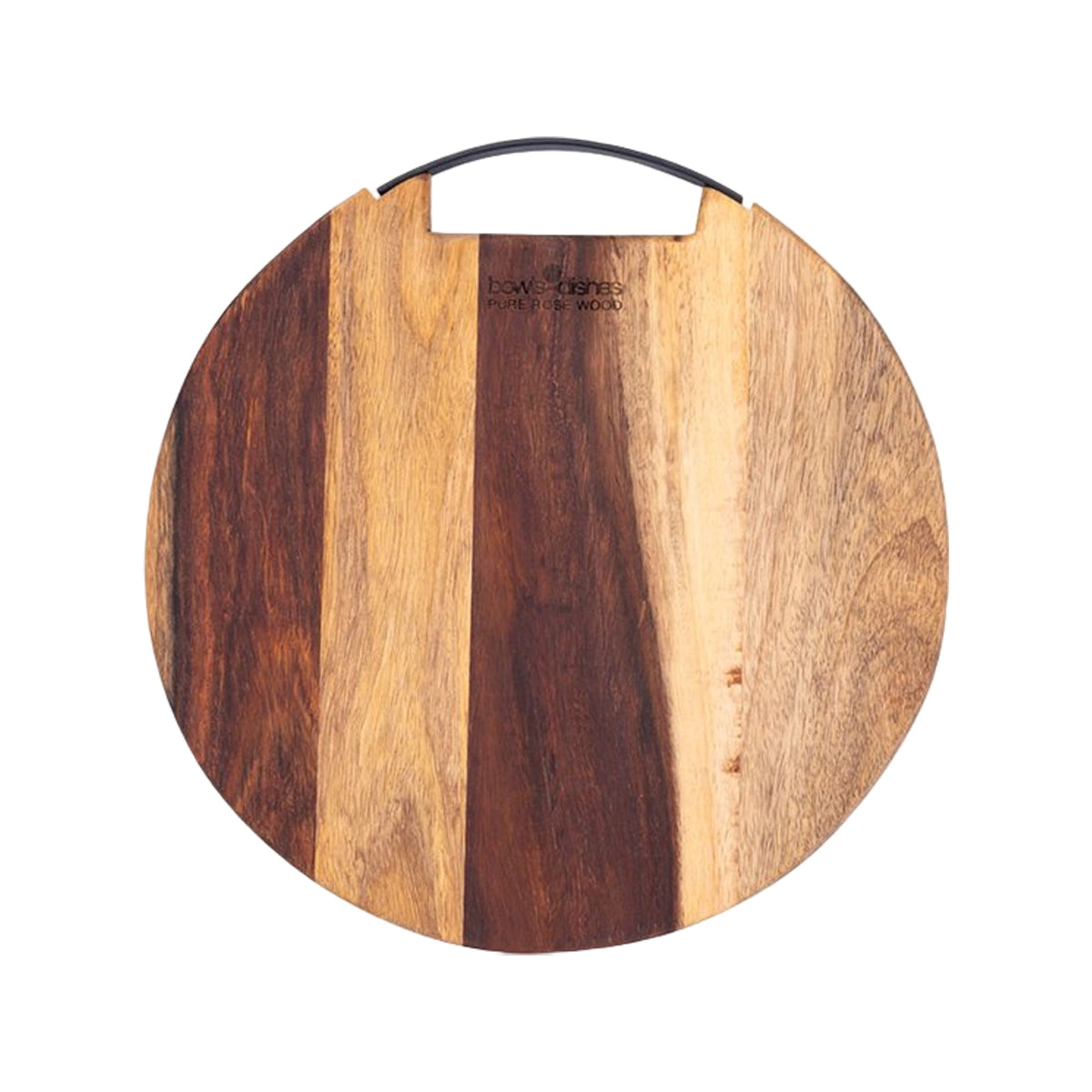 Bowls and Dishes Pure Rose Wood Runde Servierplatte mit Metallgriff Ø 30 cm