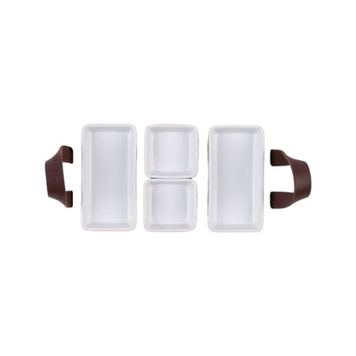 Bowls and Dishes Borreltray 30cm 3-vaks met schaaltjes wit
