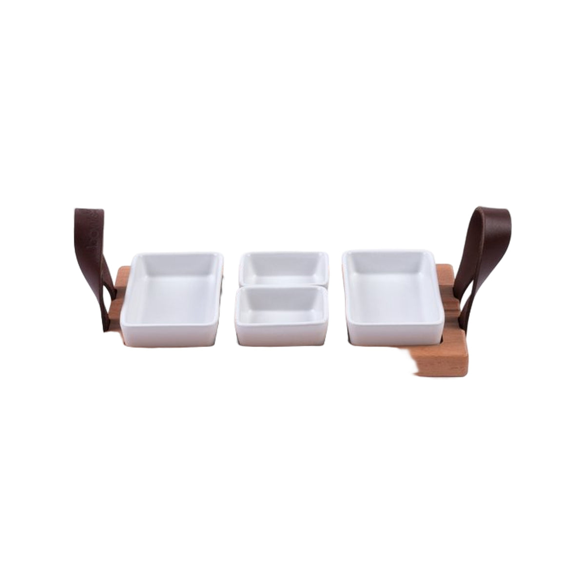 Bowls and Dishes Borreltray 30cm 3-vaks met schaaltjes wit